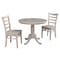 International Concepts Round 36 in Rd Extension Dining Table, 2 Emily Chairs, Washed Gray Taupe, 36 in W, 48 in L, Wood K09-36RXT-C617-2 - alternate 1
